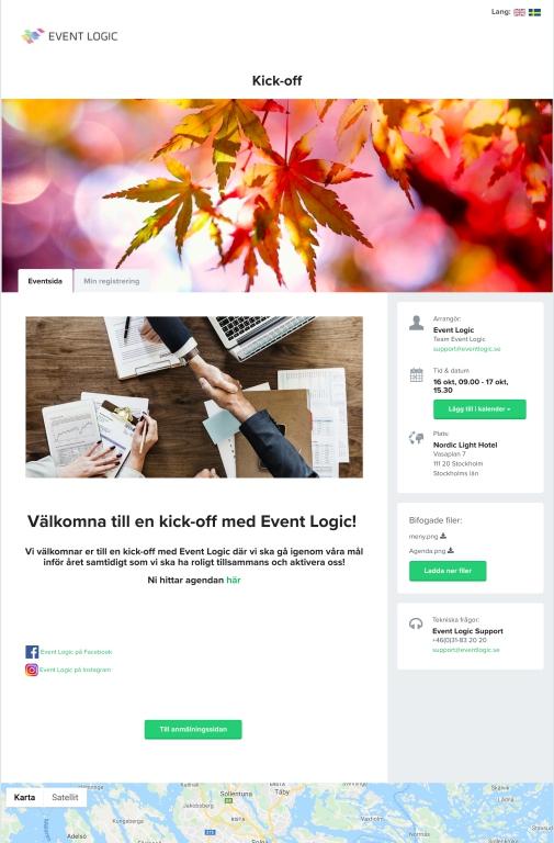 Neue Funktion! Erstellen Sie eine einzigartige Eventseite für Ihre Events in Event Logic